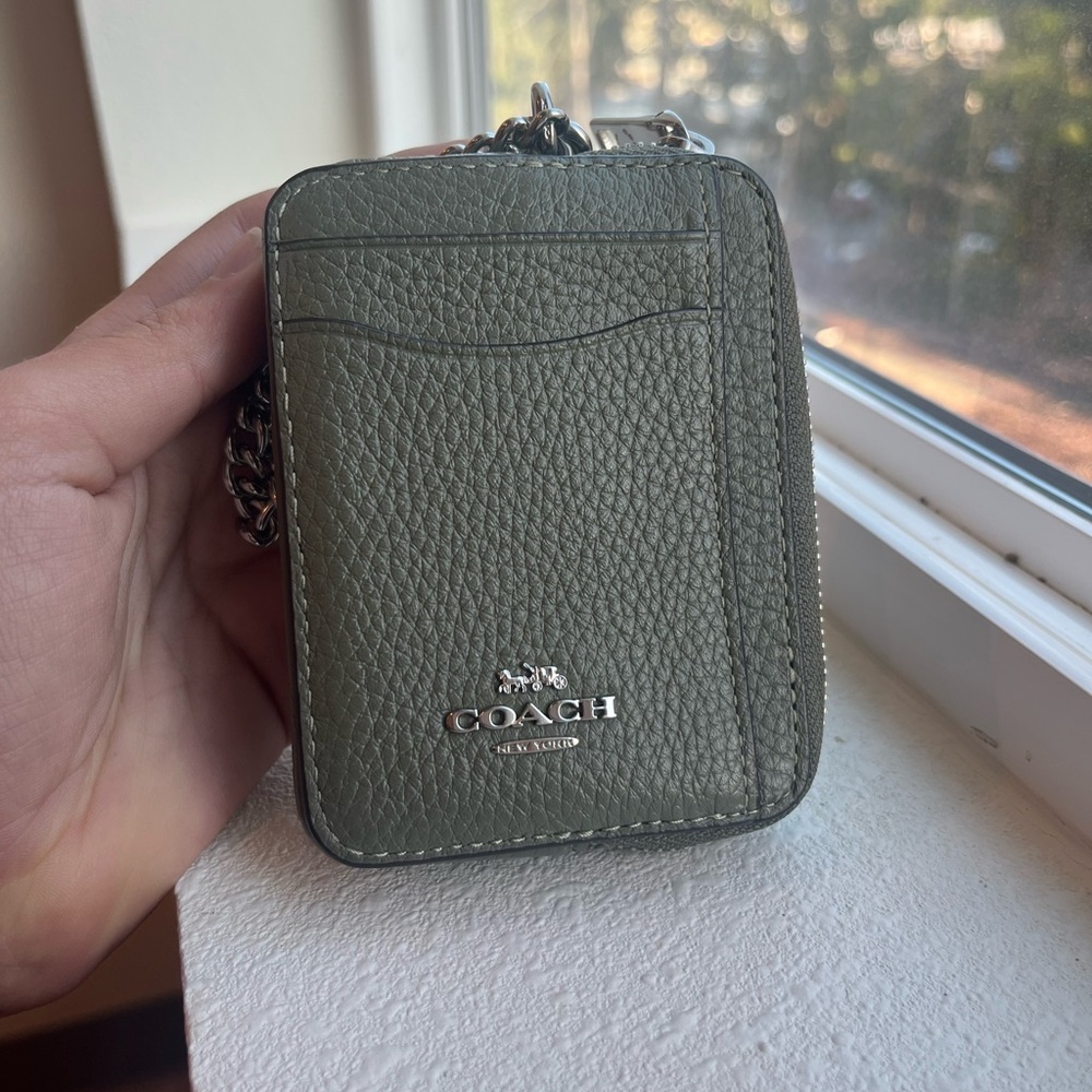 Coach Dark Sage Leather Card Holder